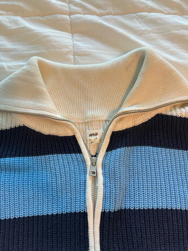 Aerie Oversized Striped Quarter Zip - Image 3