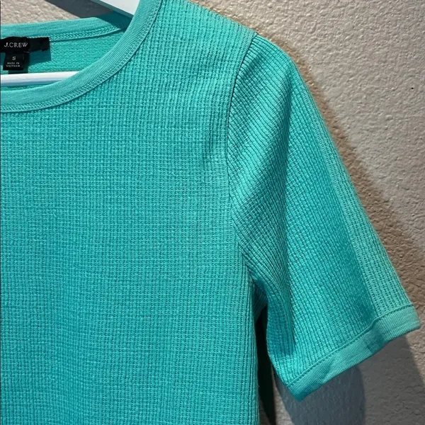 J. Crew Women’s Waffle Textured Mint Green T Shirt Size Small - Image 4