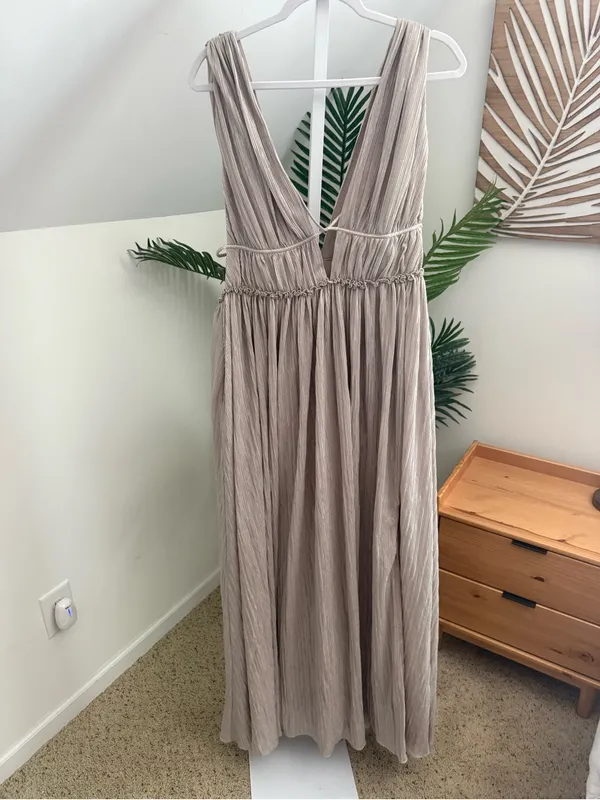 Jonathan Simkhai Gold Plisse Gown | Sz Large - Image 4