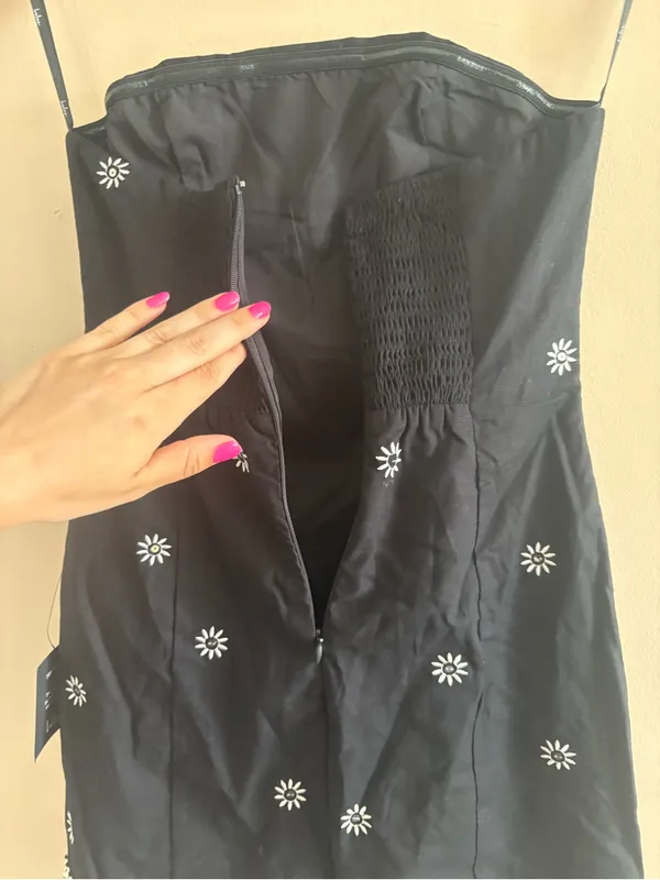 Lulus Carlijn Black Embroidered Paillette Sequin Strapless Mini Dress Size XS - Image 10