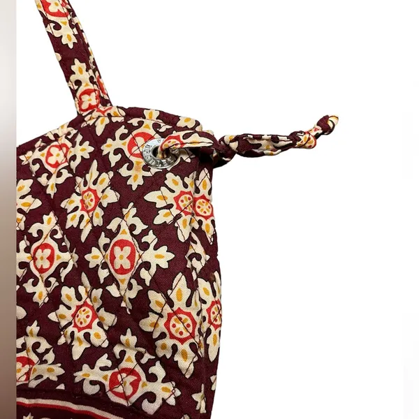 VERA BRADLEY Small Handbag Purse Brown/Beige/Red Print Quilted Cotton - Image 5