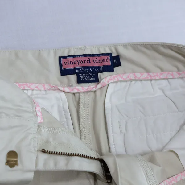 Vineyard Vines Chino Shorts Womens 4 Khaki Tan Low Rise Cotton Stretch Preppy 3" - Image 3