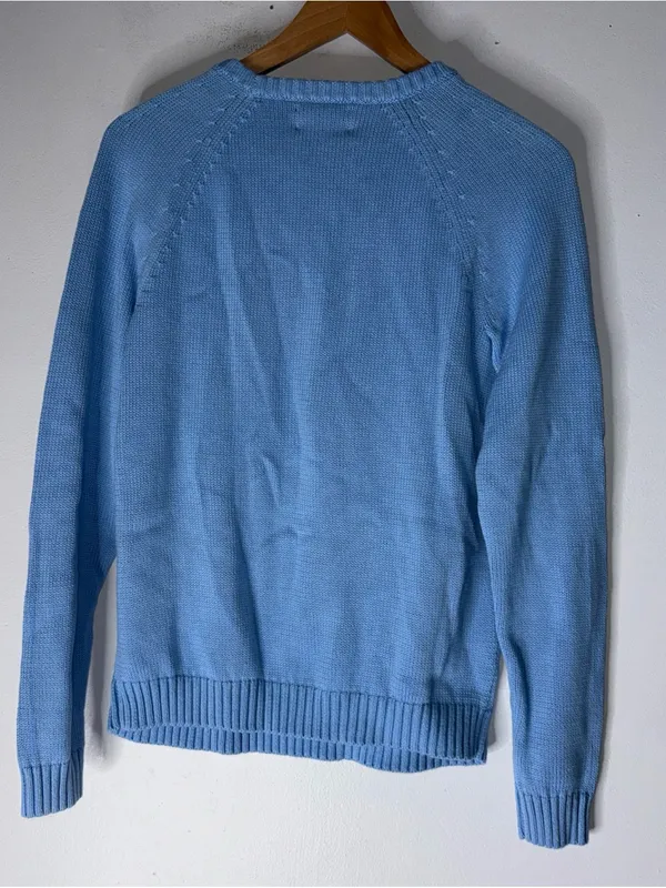 NWT Lands End Drifter Lighthouse Blue Cotton Cable Knit‎ Sweater Medium 10-12 - Image 2