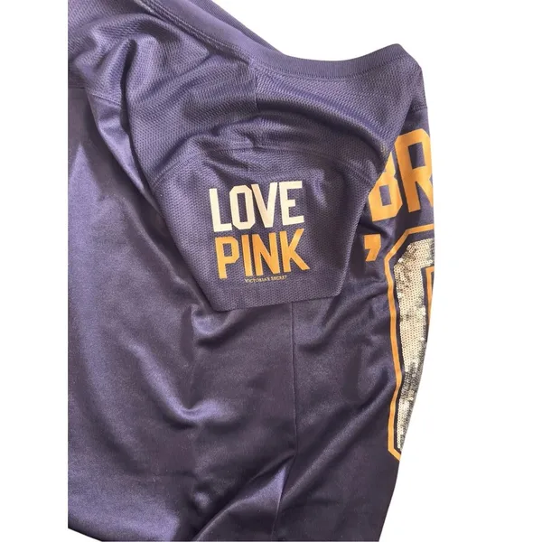 PINK NFL Broncos Womens Blue Sequin Glitter Jersey‎ Sporty Fanwear Size XS - Image 5