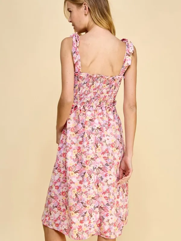 Blush Garden Smocked Midi Dress Size Small - Image 3