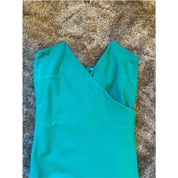 REVOLVE Lovers + Friends Teal Green Strapless Long Maxi Dress with Slit - Image 3
