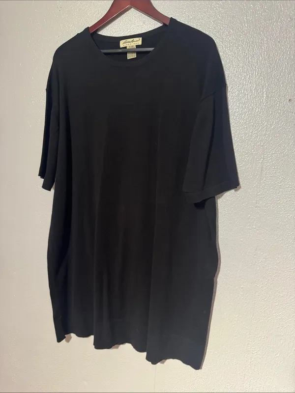 Vintage Eddie Bauer Solid Black Crewneck T-Shirt Womens XL Tall Gorpcore Tee - Image 2