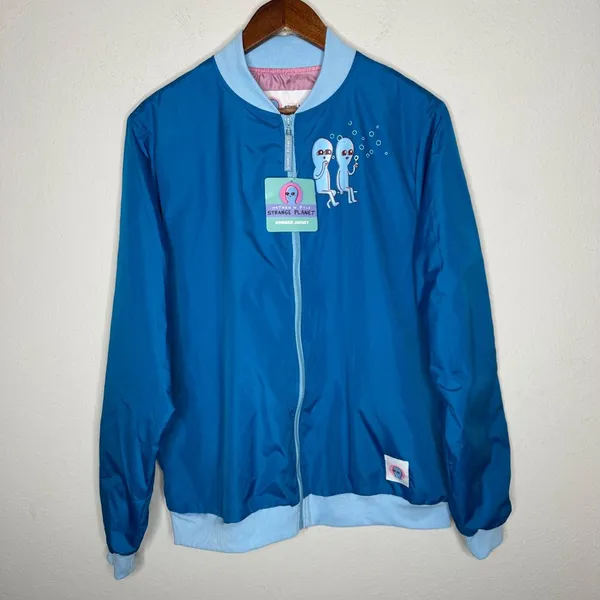 NWT Strange Planet bomber Jacket Windbreaker Sz‎ M Blue Size M - Image 11