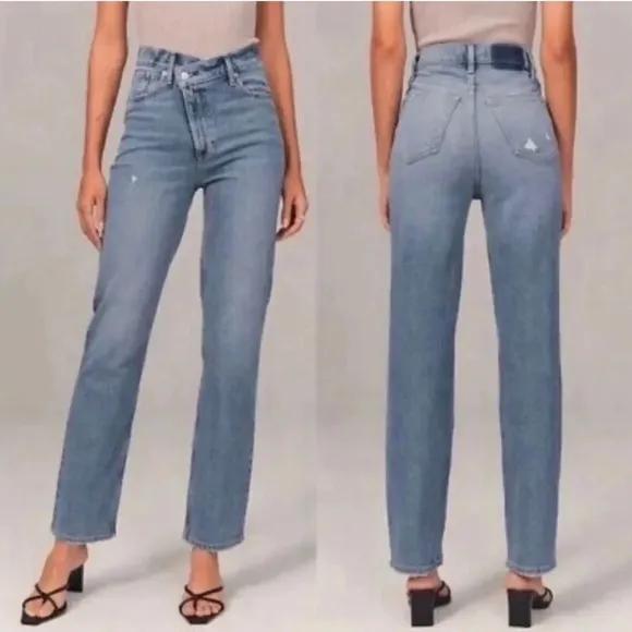Abercrombie & Fitch 90s Straight Ultra High Rise Criss Cross Jeans 25 - Image 2