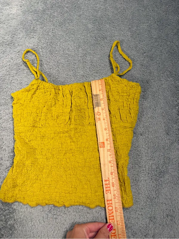 Lulu's Yellow/geeen Textured Smocked Cami Top small NWT - Image 5