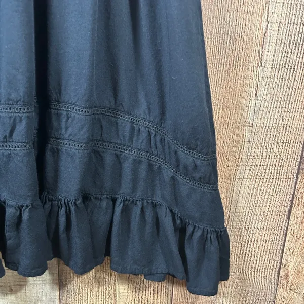En Creme Black Crochet Lace Mini Dress Small Boho Fairy Grunge Babydoll - Image 4