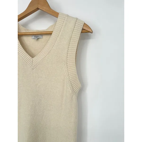 Polagram Sweater Knit Midi Dress Small Cream Boho Minimalist Neutral Classic - Image 2