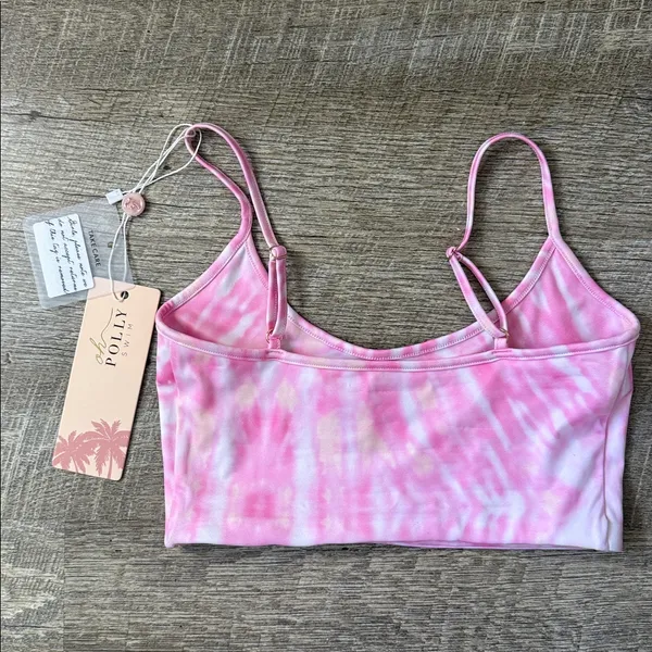 NWT Oh Polly Pink Tye Dye Swim Top Size Small - Image 3