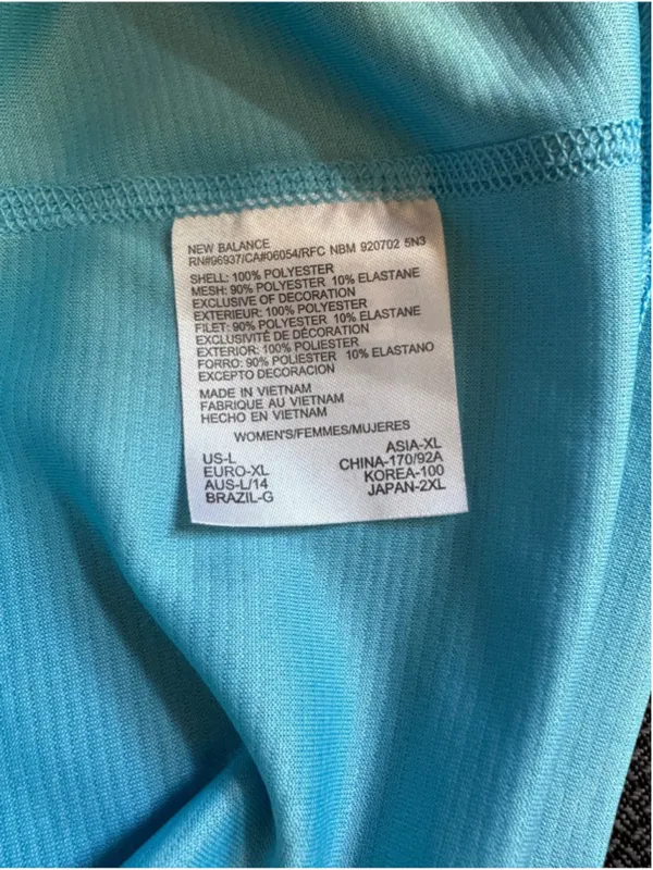 New Balance Fitted Turquoise Cap Sleeve Athletic Tee size large - Image 7