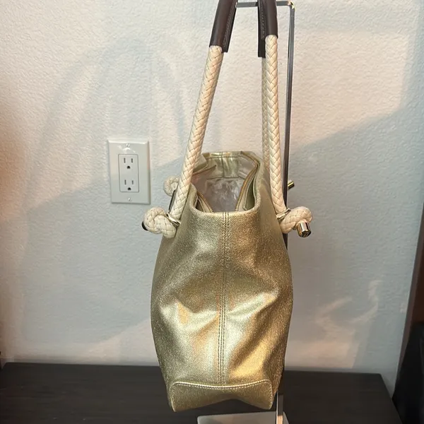 Kate Spade Boat Tie Gold Metallic Tote - Image 3