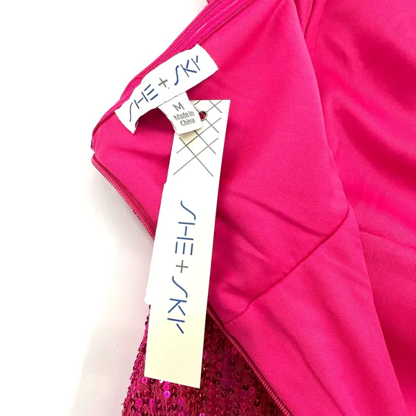 She +‎ Sky size Medium pink sequin sparkly strapless mini dress New with Tags - Image 5