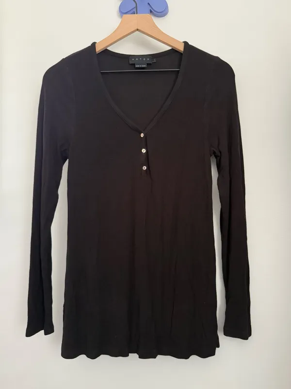 Hatch 1 Small Maternity The Softest Rib Nursing Henley black Lounge Comfy - Image 3