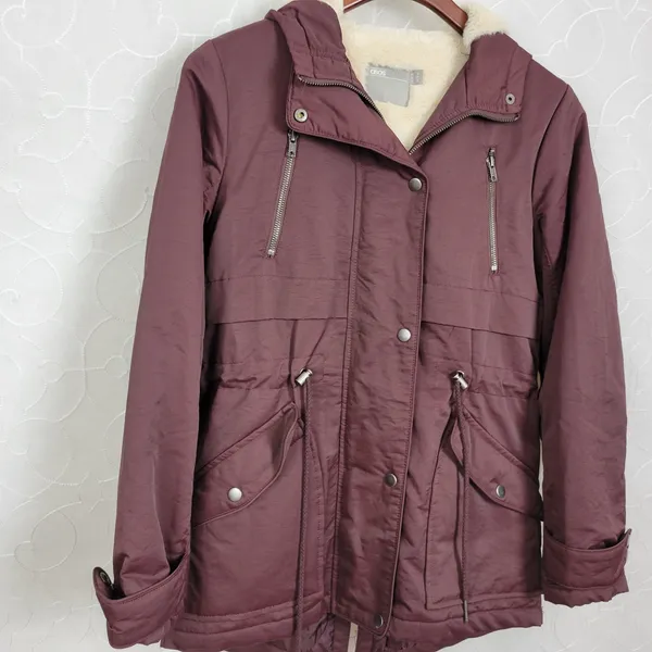 Asos Womens Coat Size 2 Purple Fleece Lined Hooded Drawstring Waist Anorak Coat - Image 12