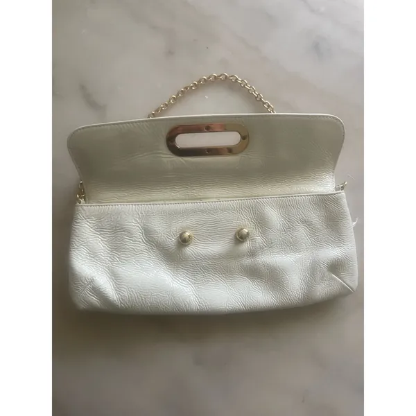 Hobo Vintage White Patent Leather Retro Style Handbag - Image 7