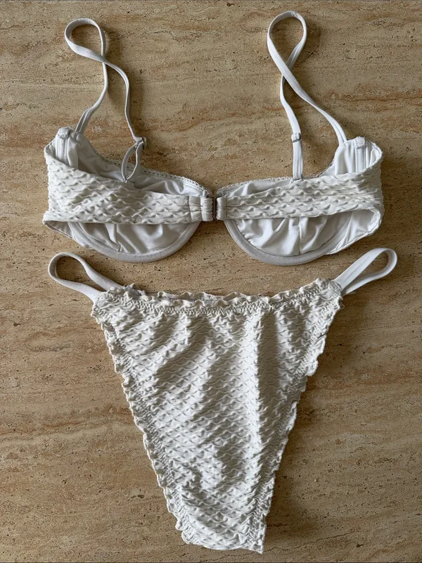 Toasted Coconut Ivory Textured Underwire Top & Bikini Bottom - Image 4
