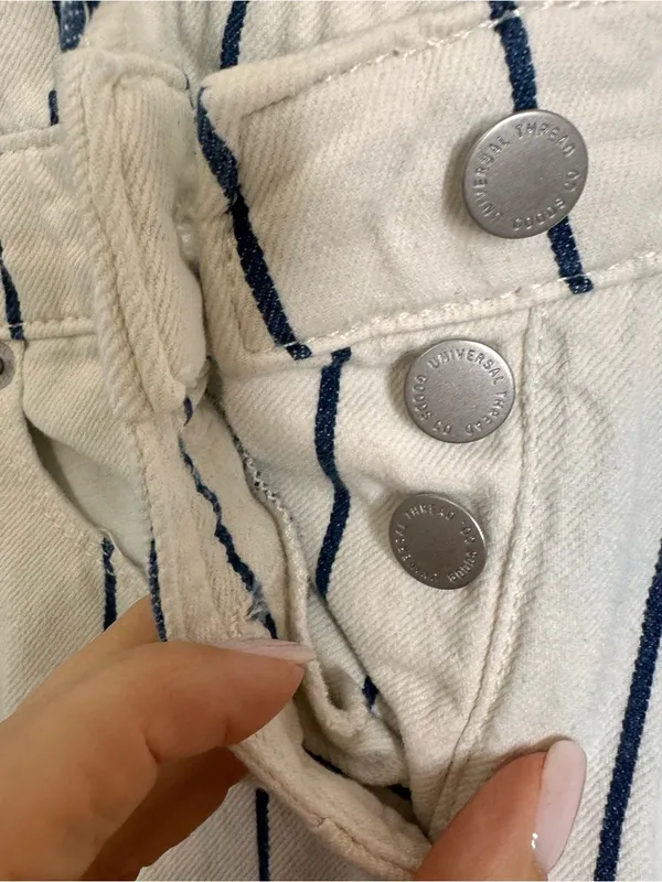 Universal Thread White Overalls with Blue Pinstripes Women’s Size XS (0) - Image 16