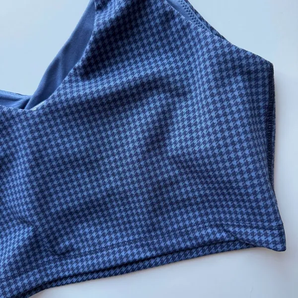 Aerie NWT Offline Recharge Least Support Sports Bra Blue Houndstooth Size Medium - Image 12