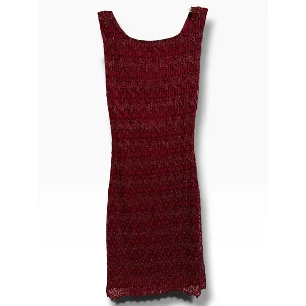 Gossip Y2K Dress M Burgundy Metallic Lace Open Back Mini Cocktail Party Retro - Image 2