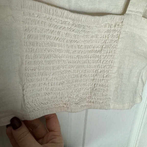 MADEWELL Abbie‎ Cream Crop Top Linen Viscose Blend Stretchy Back Size Medium - Image 9