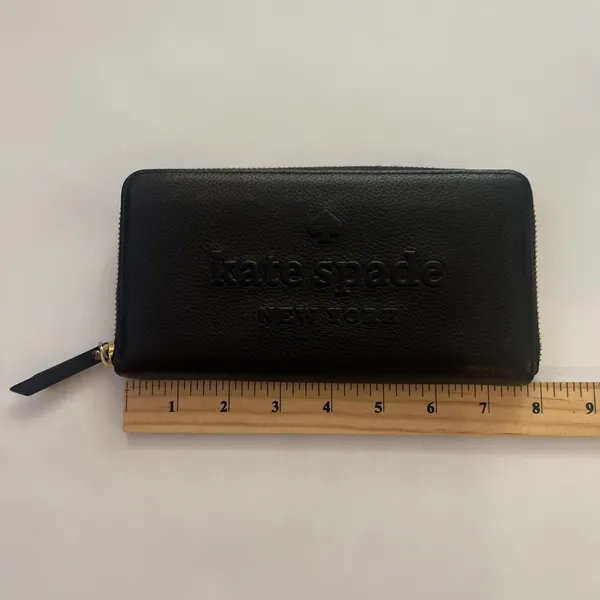 Kate Spade Neda Larchmont Avenue Pebble Leather Embossed Logo Black Wallet - Image 5