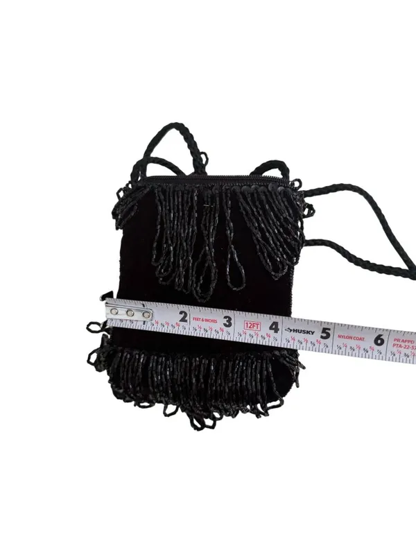 VINTAGE Black Beaded Cocktail Beaded Evening Bag - Image 6