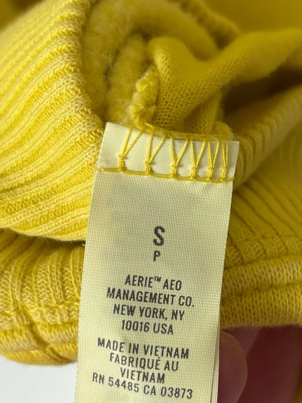 Aerie Yellow Mock Neck Ribbed Pullover Side Pockets Oversized Baggy Loungewear - Image 9