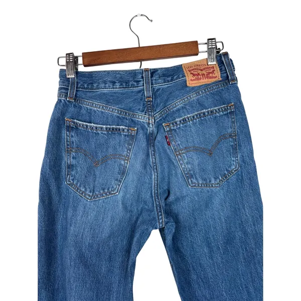 Levi's Low Pro Straight Leg Jeans Women's Size‎ 25 Blue Distressed Ripped - Image 3