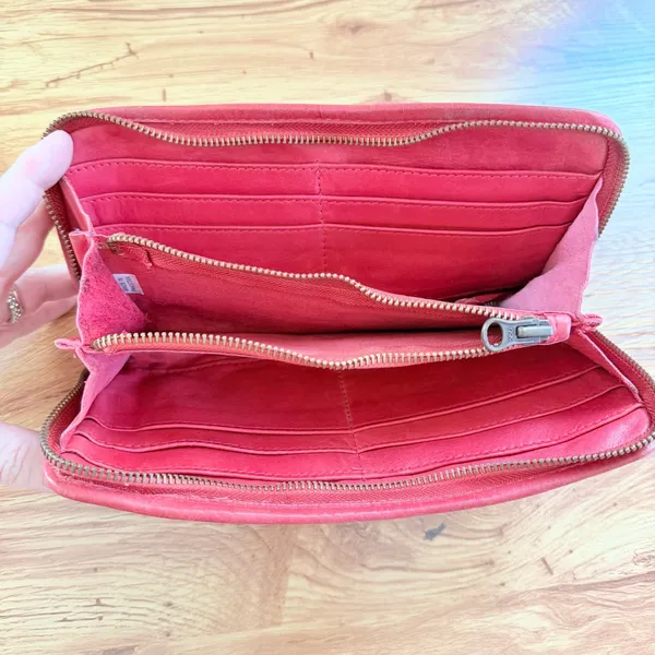 Rustic Red‎ Leather Studded Zip Around Continental Wallet Large Boho Festival - Image 4