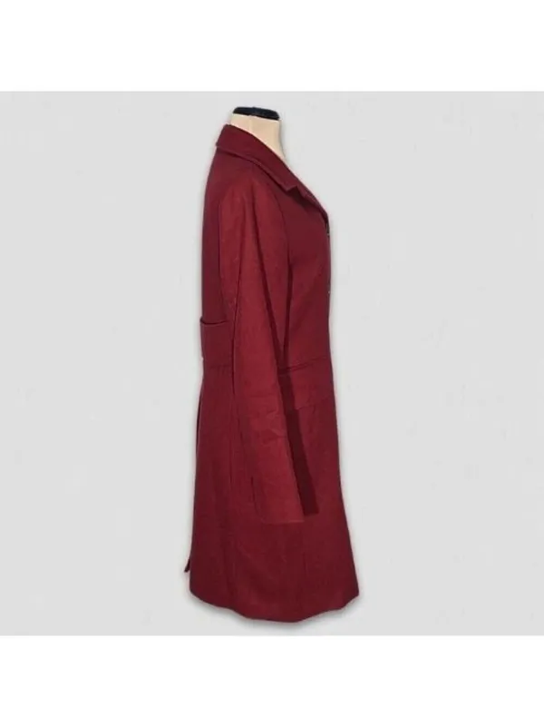 Banana Republic Wool Blend Pea Coat Red Burgundy Extra Small - Image 3