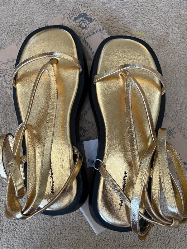 Free People Winnie Wrap Platform Sandal in Gold - Image 4