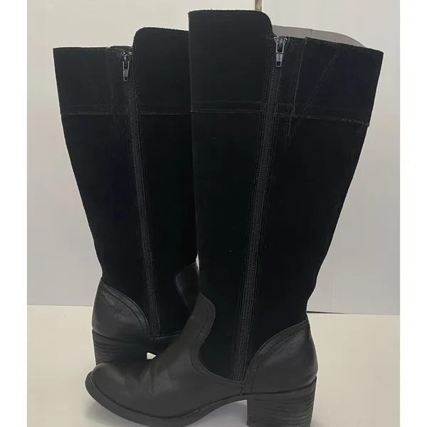 B. O. C. Born Austell Black Suede‎ Leather Tall Riding Boots Zipper Size 6.5 M - Image 8