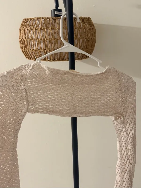 La Hearts Cream Open-Knit Crochet Cardigan - Image 6