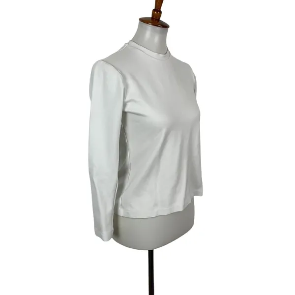 GREI New York Womens Long Sleeve Top White Minimalist Stretch Basic Layer - Image 4