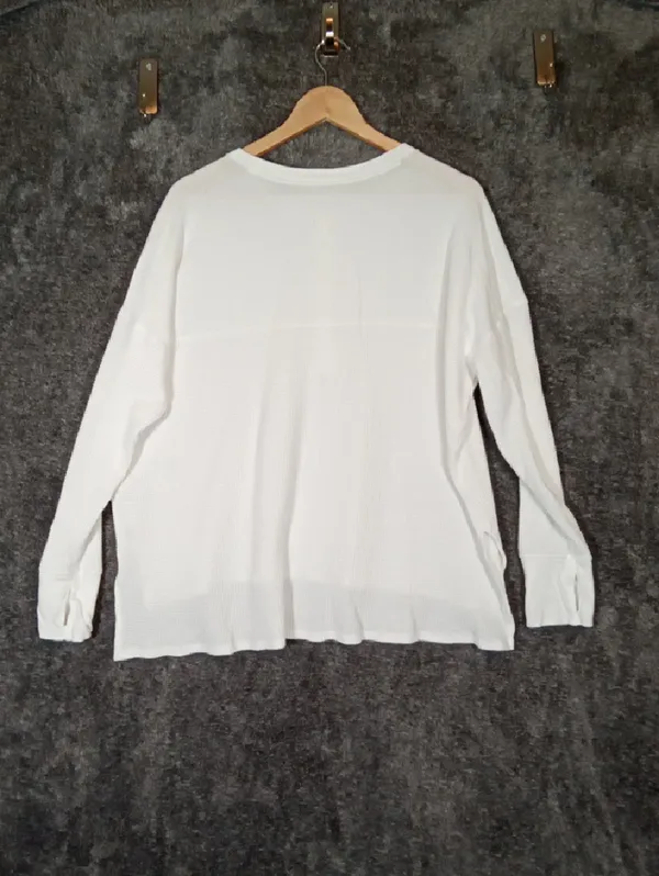 Offline By Aeri Oversized Everyday Cozy Waffle Layering Cotton Henley Size Larg - Image 6
