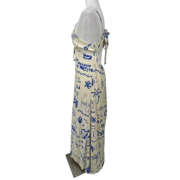 Paper Heart Vino Maxi Dress XL Coastal Resort Summer Wine Beach Cruise Open Back - Image 5