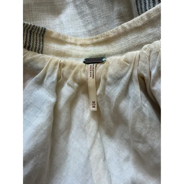 Free People Plaid Cotton Gauze Zip Up Bomber Jacket Cream Orange Brown Womens M - Image 8