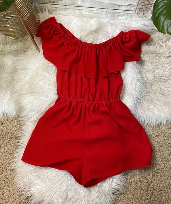 Red Strapless Romper - Image 2