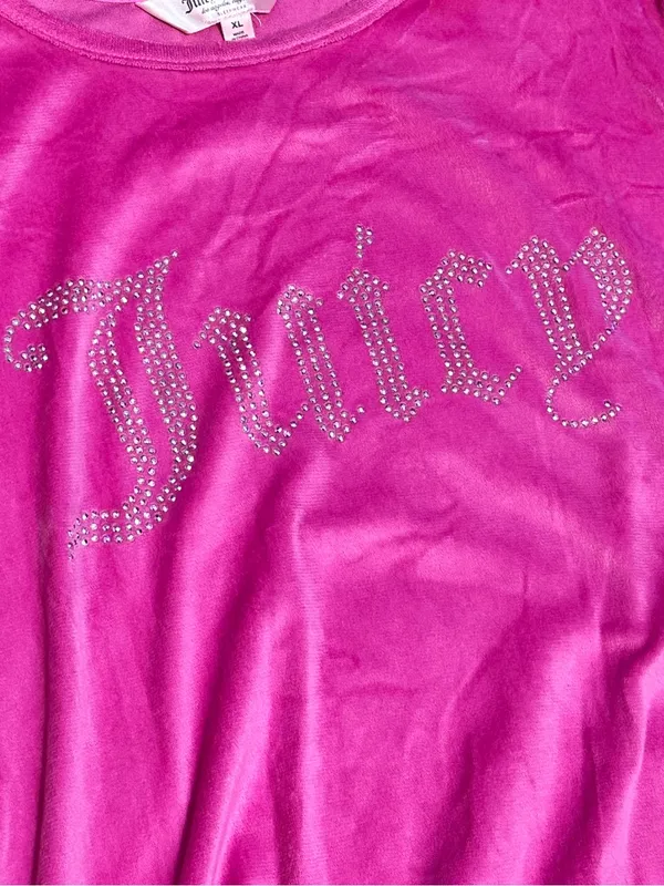 JUICY COUTURE Juicy Velour Short Sleeve Tee XL 20” p2p Pink EUC - Image 4