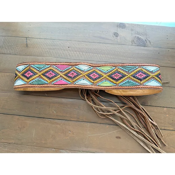 Express Bohemian Leather Wrap Belt Large - Image 2