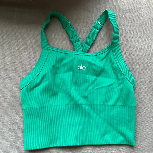 Alo Yoga Seamless Ribbed Favorite Bra Tank Spruce Green XXS - Image 2