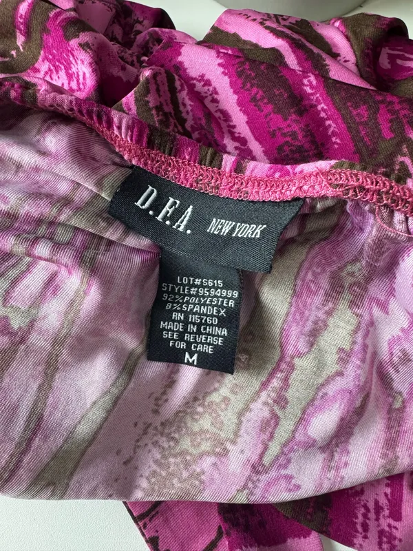 Y2K Pink & Brown Abstract Brushstroke Print Halter Top - Image 3