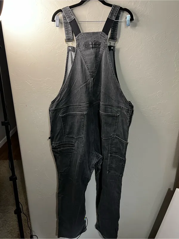 Dovetail Freshley Washed Black Canvas Workwear Overalls Plus Size Petite - Image 12