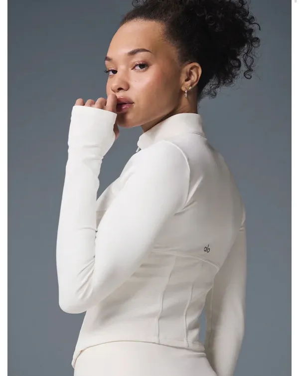 ALO Yoga White Long-Sleeve Corset Zip Front Jacket - Image 5