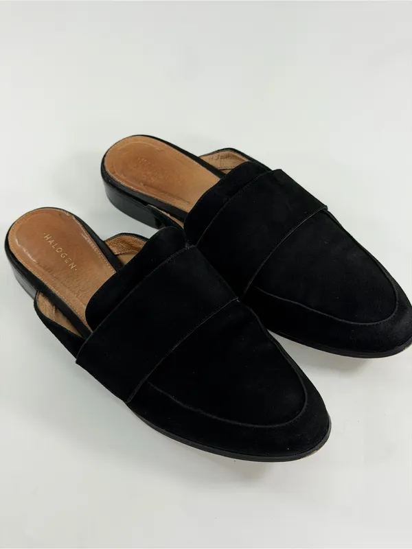 Halogen Black Suede Mule Loafers Minimalist Quiet Luxury‎ Women’s 9 - Image 5