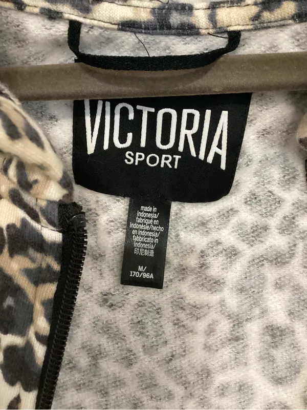 Victoria Sport Leopard-Print Hooded Zip Bomber Jacket - Beige/Black - Image 3